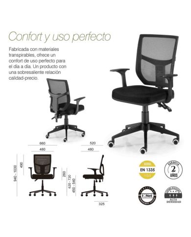 Silla de Oficina ROMA de Euromof, uso recomendado 8 horas-0