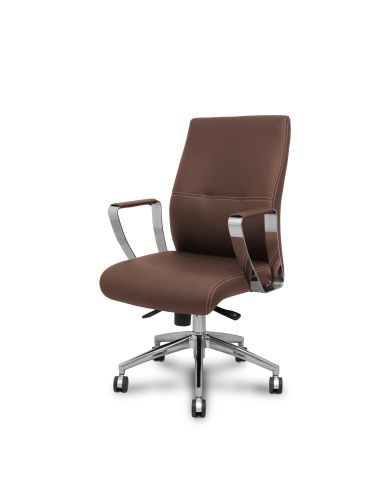 Sillón confidente Ergo540CS sincro marron base cromo ruedas