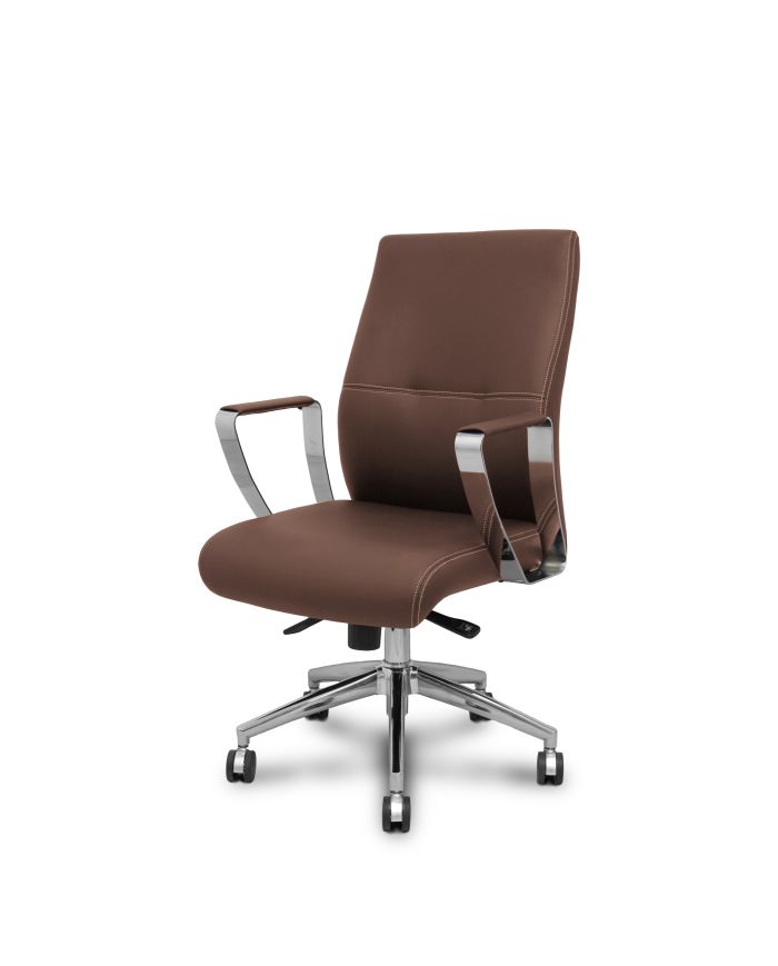 Sillón confidente Ergo540CS sincro marron base cromo ruedas