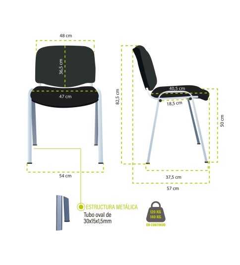 Silla confidente modelo FISSA de Vincolo, tapizada, calidad superior, estructura cromada