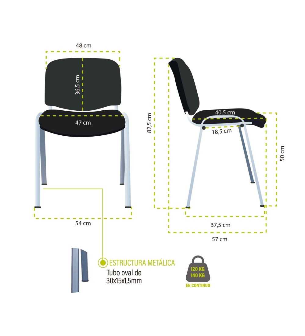 Silla confidente modelo FISSA de Vincolo, tapizada, calidad superior, estructura cromada