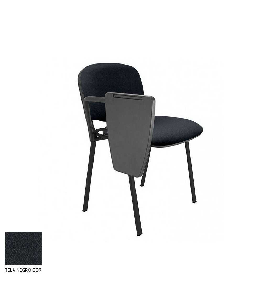 Silla confidente modelo FISSA de Vincolo, con pala derecha, tapizada, estructura negra