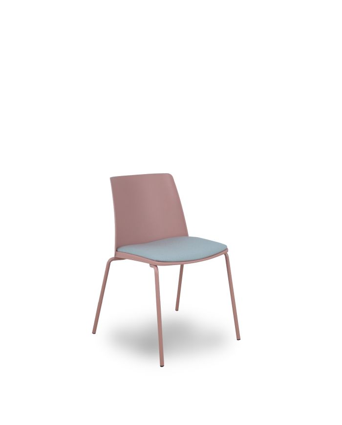 Silla Pack 4 sillas Orgaz bali carcasa rosa y chasis rosa