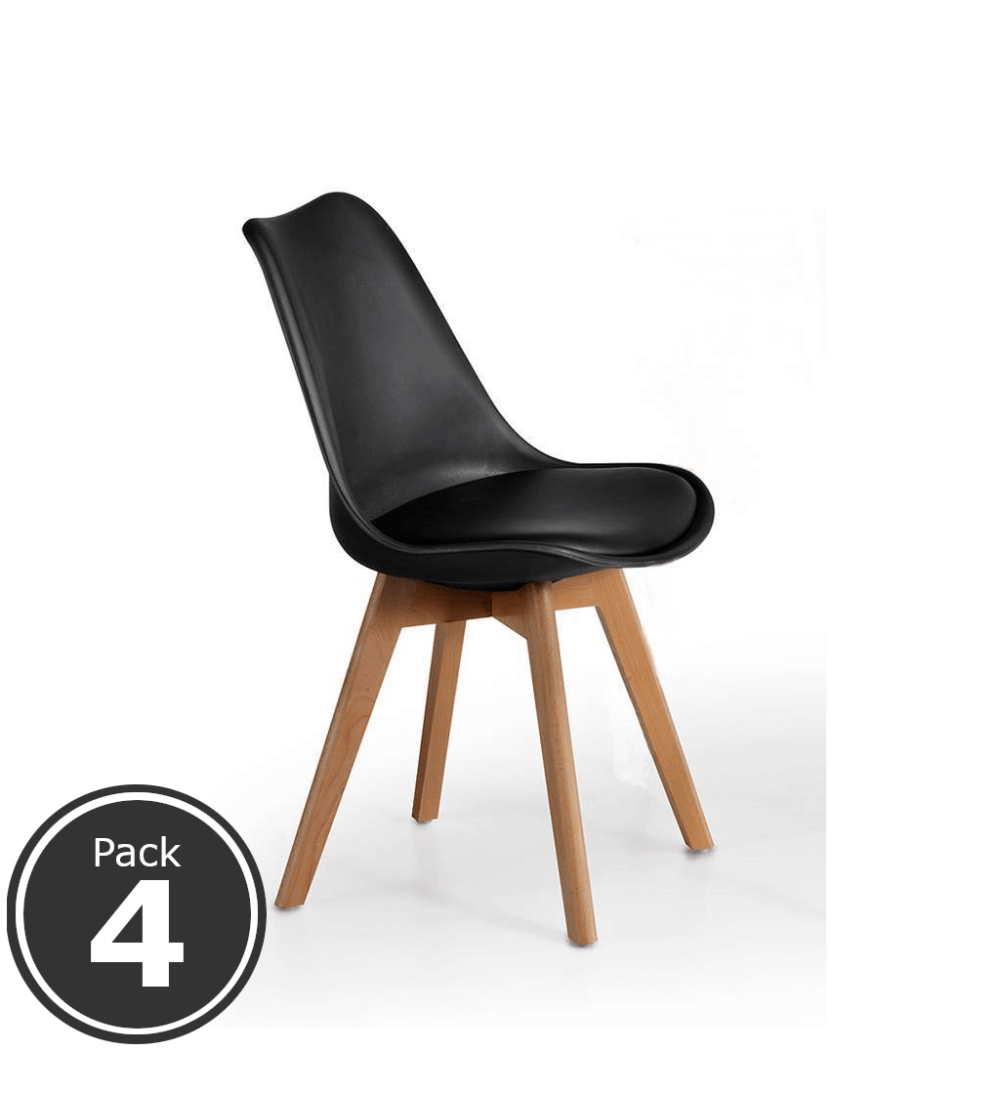 Lote 4 Sillas Confidente TALLIN de Euromof, Patas Madera, Diseño Nórdico-0