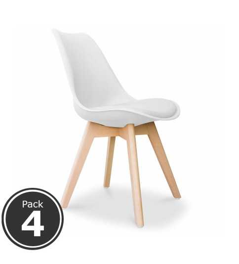 Lote 4 Sillas Confidente TALLIN de Euromof, Patas Madera, Diseño Nórdico