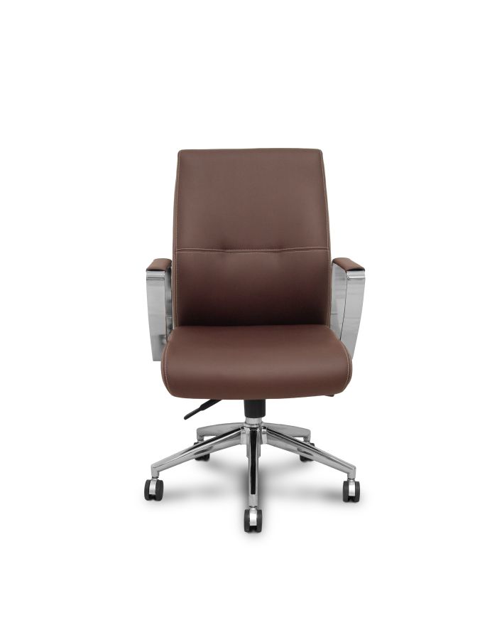 Sillón confidente Ergo540CS sincro marron base cromo ruedas