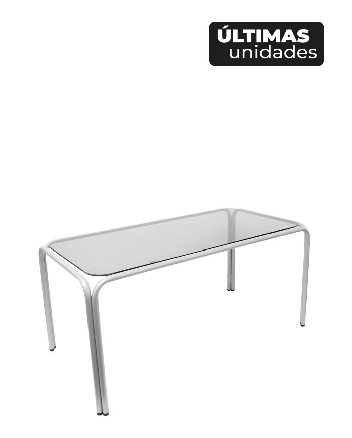 Mesa Vega chasis plata cristal fumé | Mobiliario auxiliar