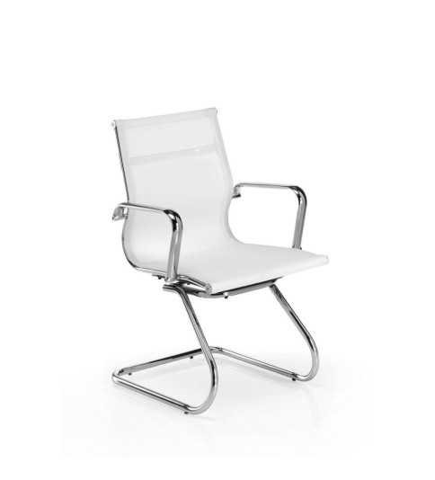 Silla confidente de oficina BERLIN de Euromof, en acabado malla blanca