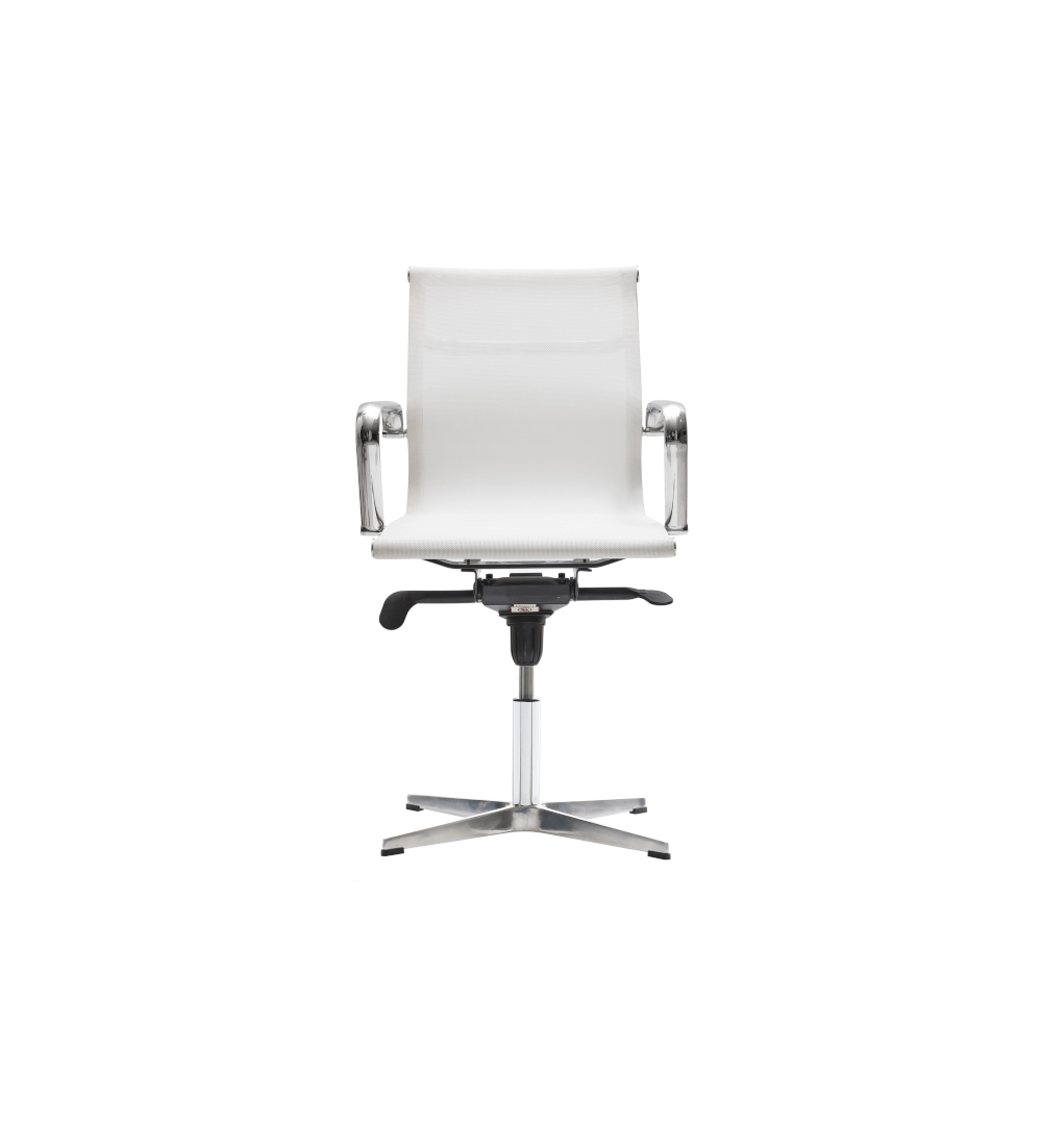Silla de oficina BERLIN bajo de Euromof, base 4 radios en acabado malla blanca