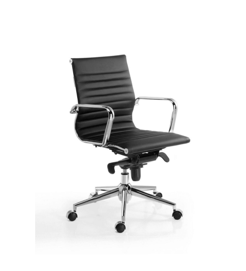 Silla de oficina LONDRES bajo de Euromof, en acabado ecopiel negro