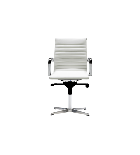 Silla de oficina LONDRES bajo de Euromof, base 4 radios en acabado ecopiel blanca-0