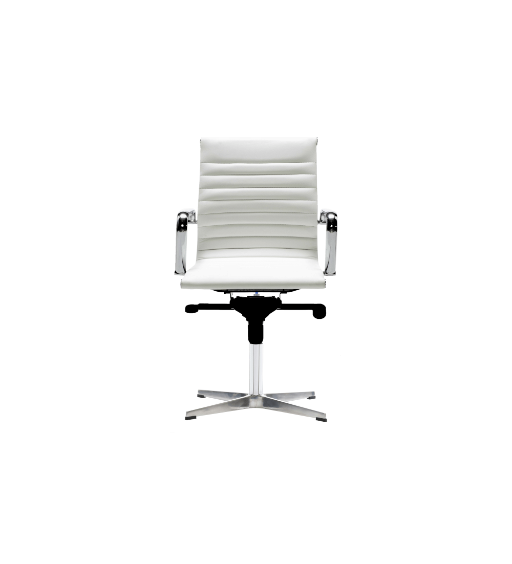 Silla de oficina LONDRES bajo de Euromof, base 4 radios en acabado ecopiel blanca-0