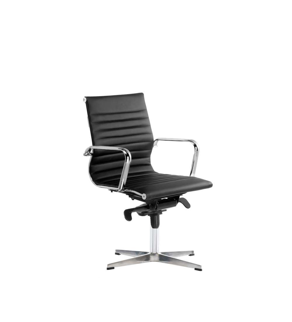 Silla de oficina LONDRES bajo de Euromof, base 4 radios en acabado ecopiel negra